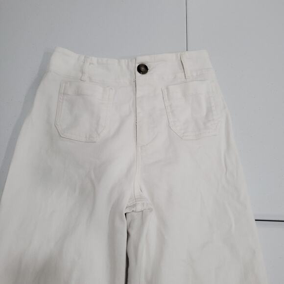 Maeve Anthropologie Pants Womens 29 White Colette Wide Leg Crop Denim - Picture 2 of 14